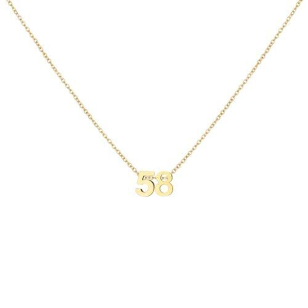 4213 18K Gold Plated Number 58 Necklace Dainty Pendant Chain Necklace
